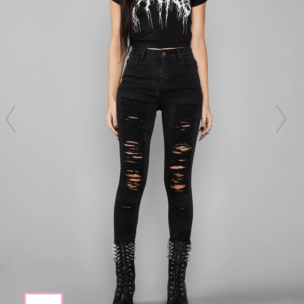 EUC Widow Into Oblivion Distressed Jeans